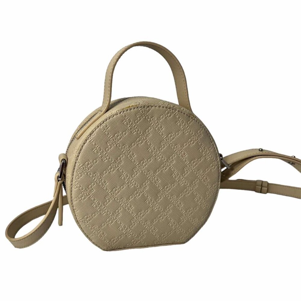FRENCH CONNECTION Beige Round Cross Body Bag / Leather Stamped Name - Picture 4 of 8